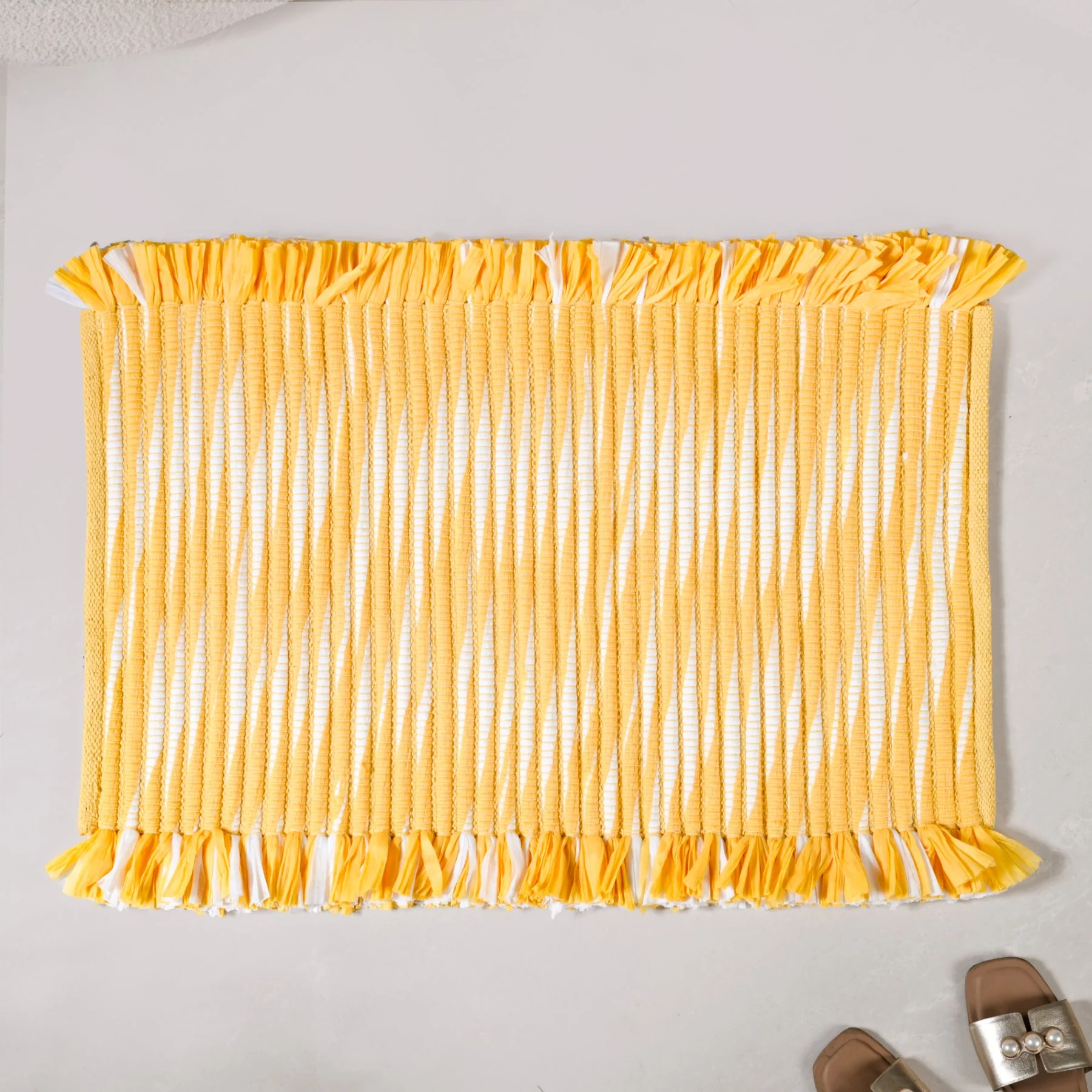 Sunny Stripes Textured Yellow Floor Mat 85x62cm - Image 8