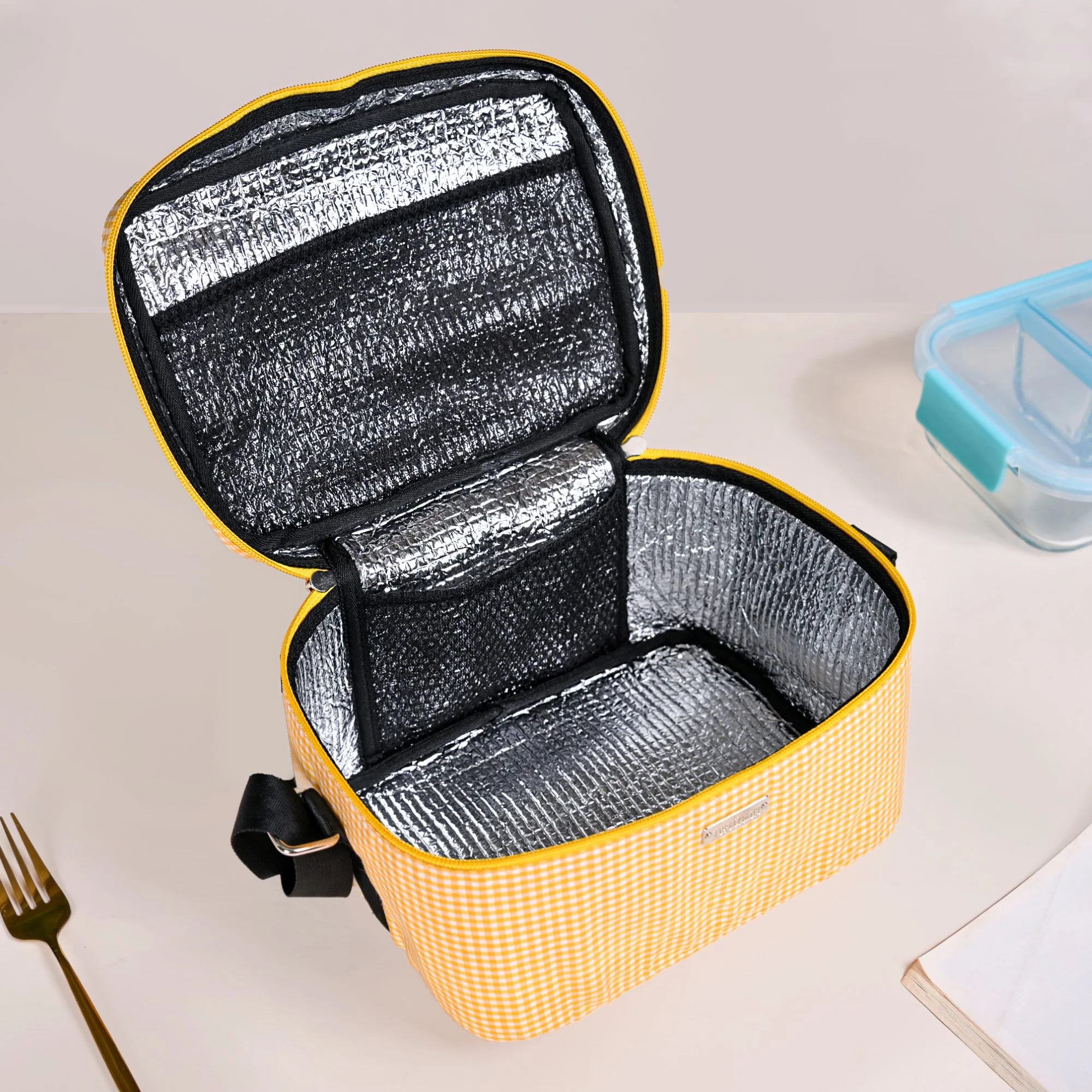 Sunshine Checkered Insulated Lunch Bag - Image 8