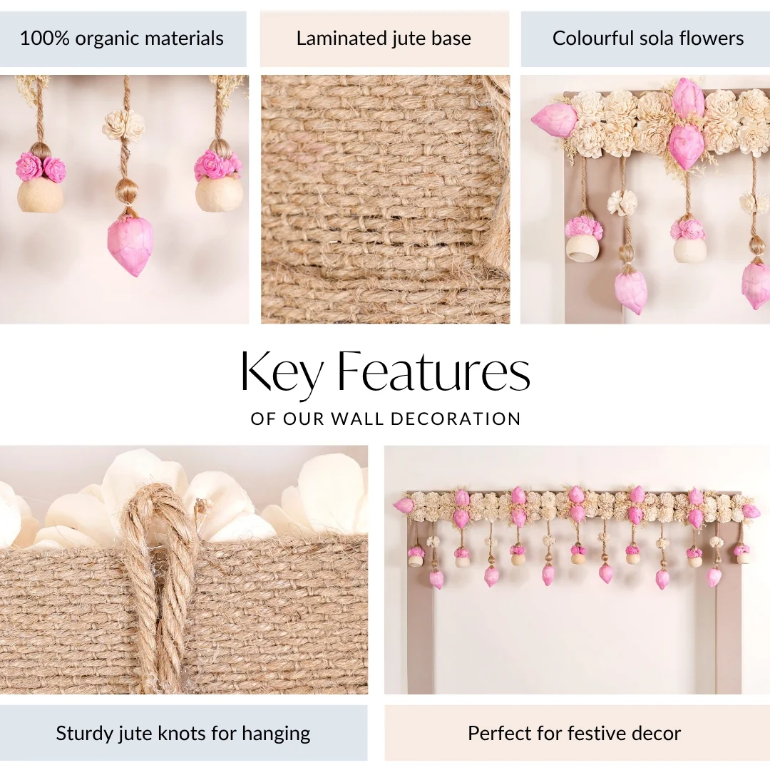 Ecofriendly Bandarwal With Sola Flower Pink - Image 5