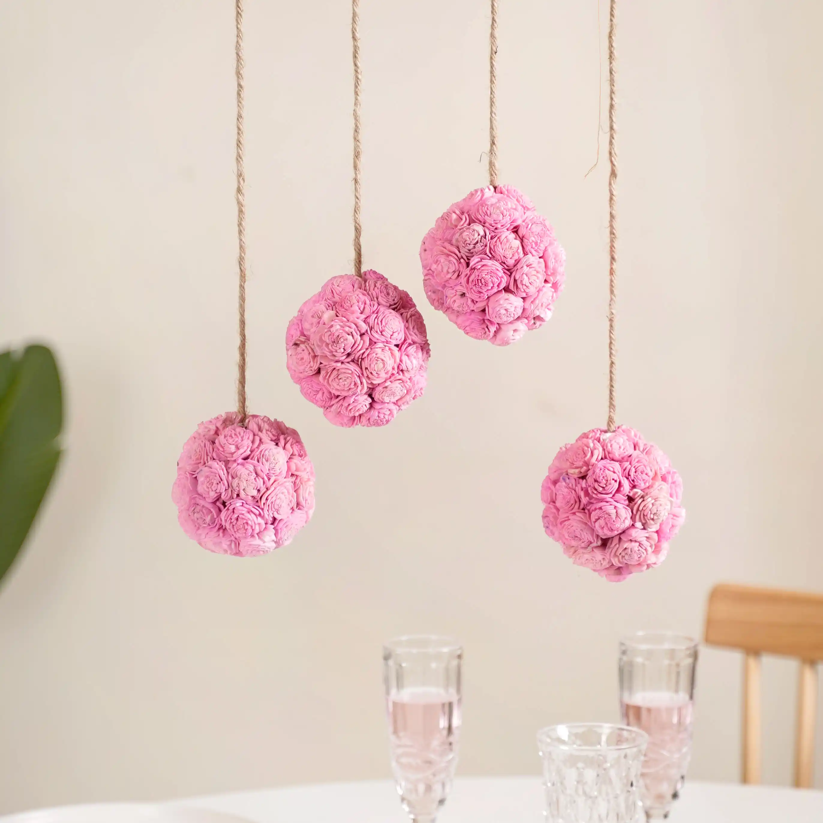 Sustainable Sola Flower Wall Hanging Decor Set of 4 Pink - Image 10