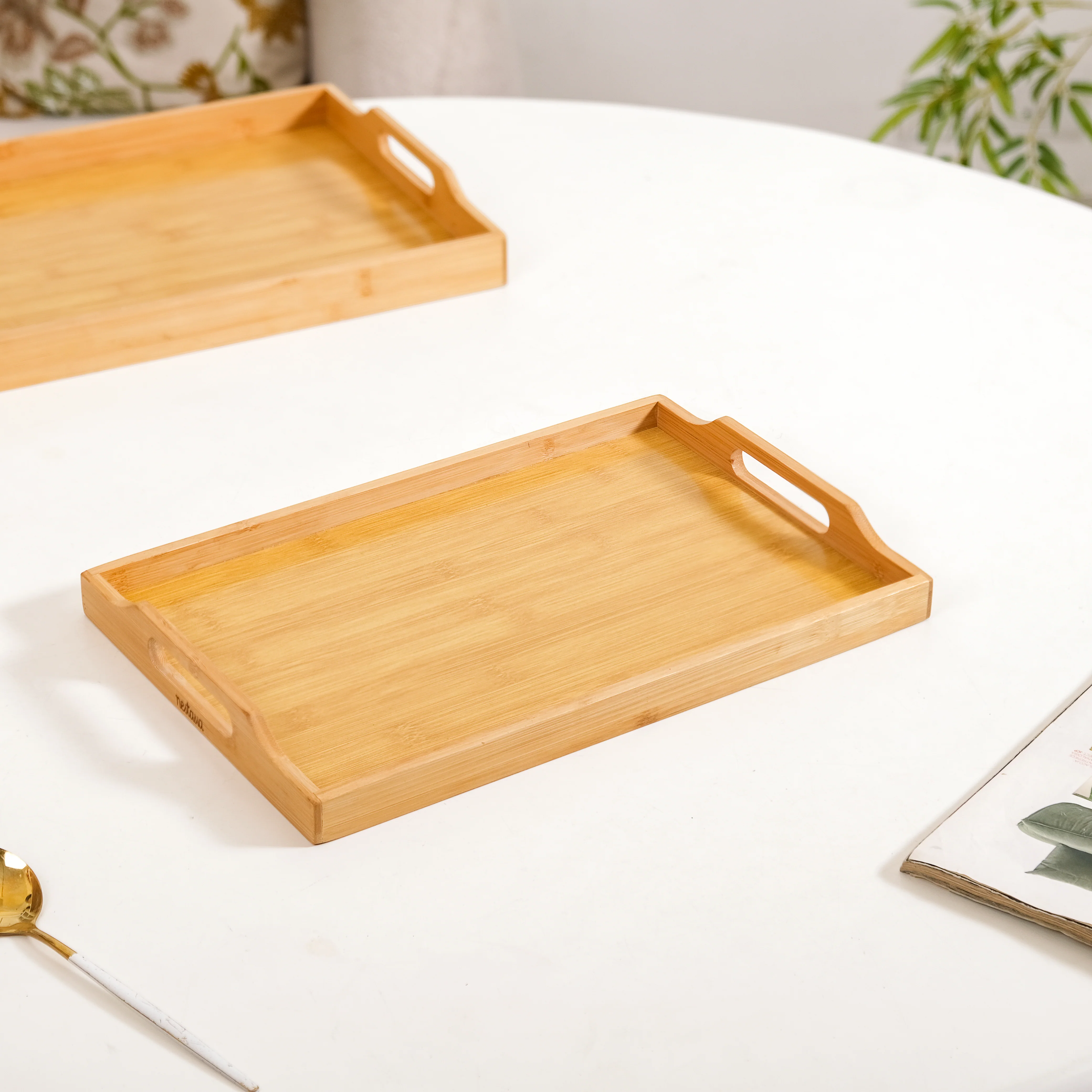 Sustainable Wooden Serving Tray Set Of 2 - Image 8
