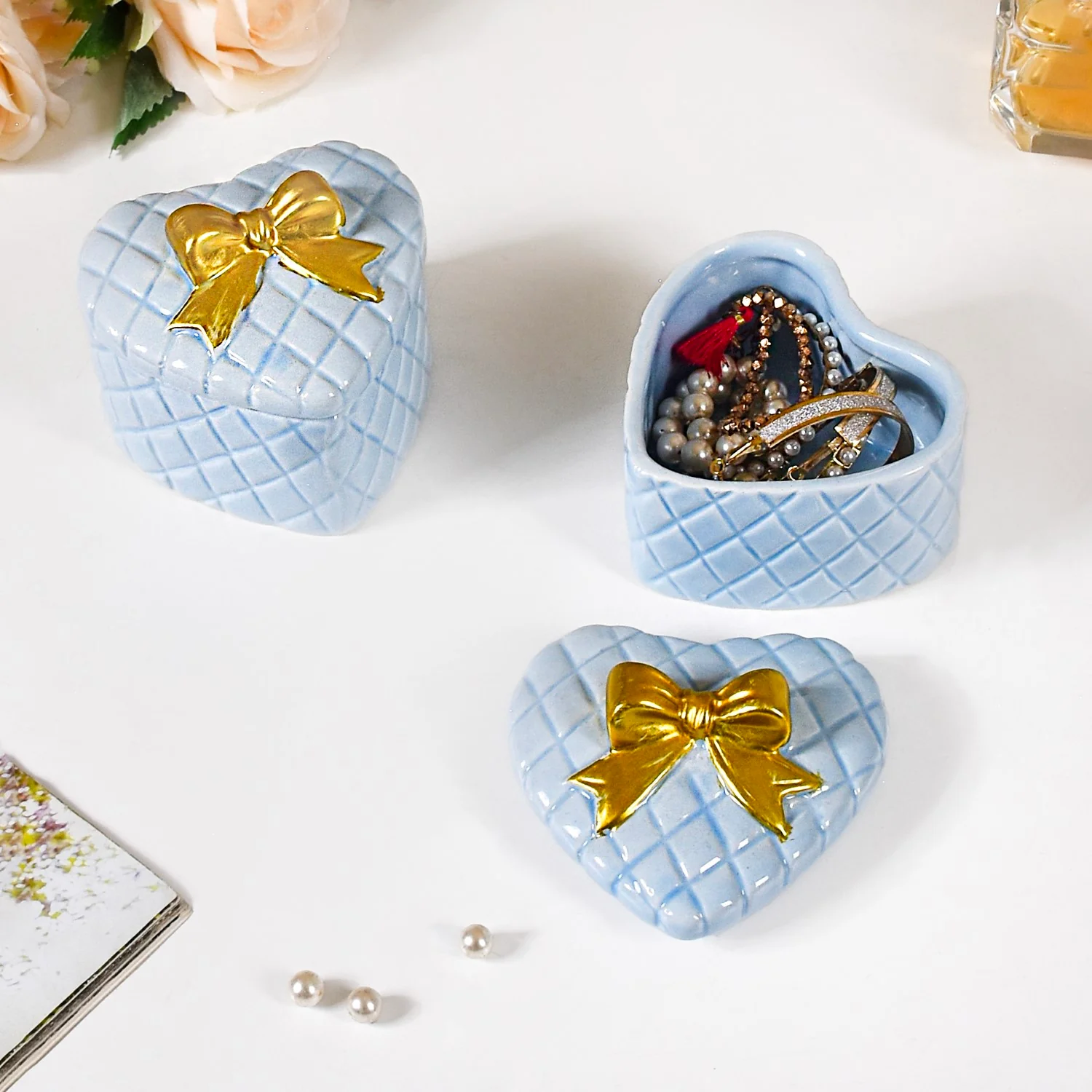 Sweetheart Trinket Ceramic Gift Box Set Of 2 Baby Blue - Image 10