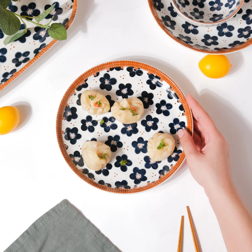 Sylvan Floral Patterned Ceramic Snack Plate 7.5 Inch - Image 2
