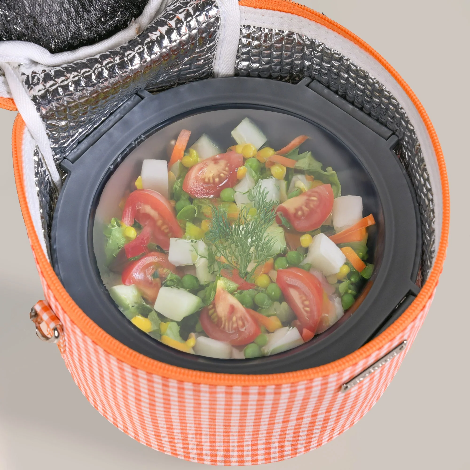 Tangerine Gingham Insulated Lunch Bag - Image 9