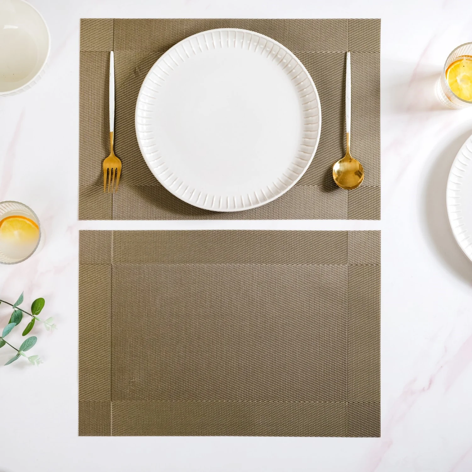 Taupe Reversible Dining Table Mats Set Of 6 - Image 7