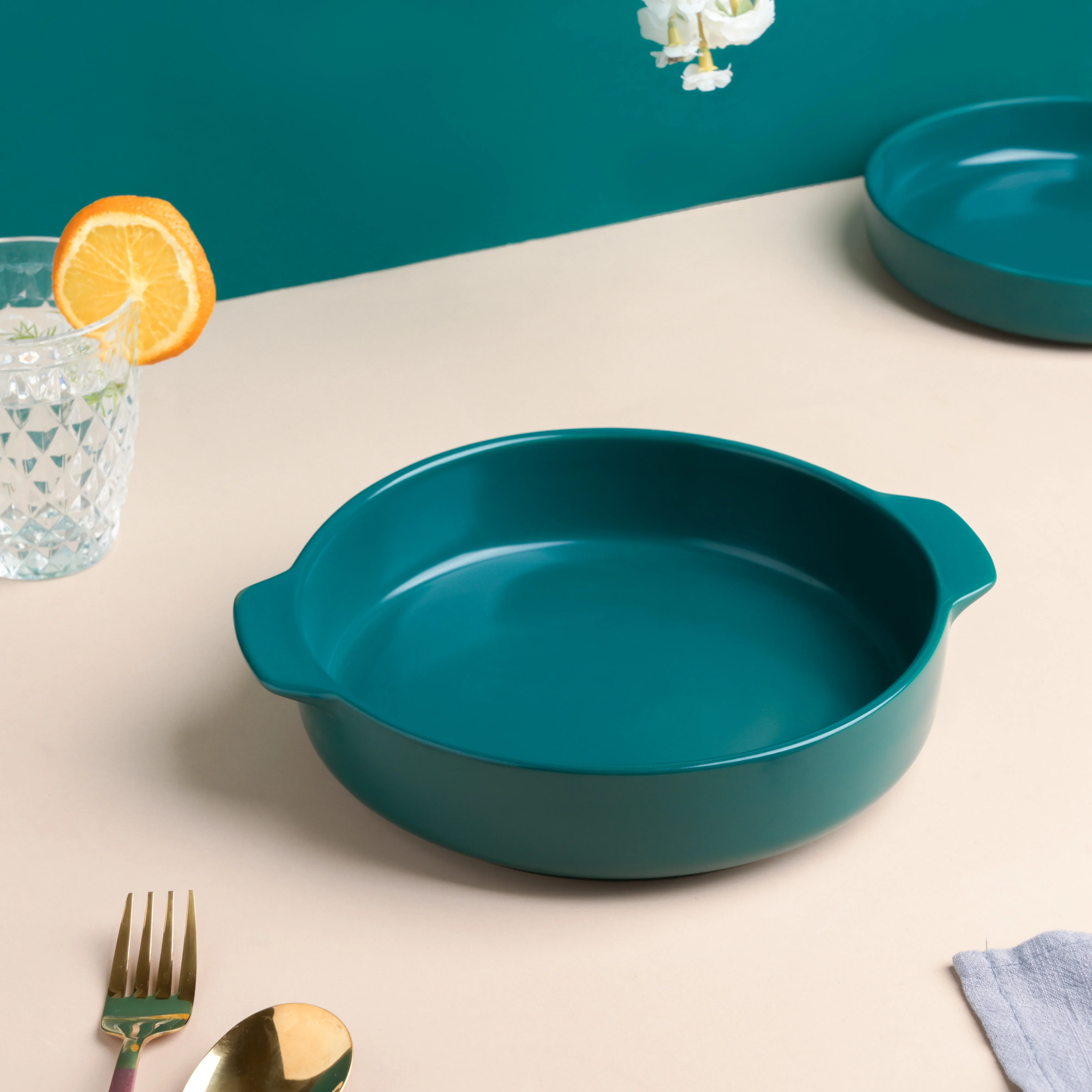 Teal Baking Pot with Handle - Image 6
