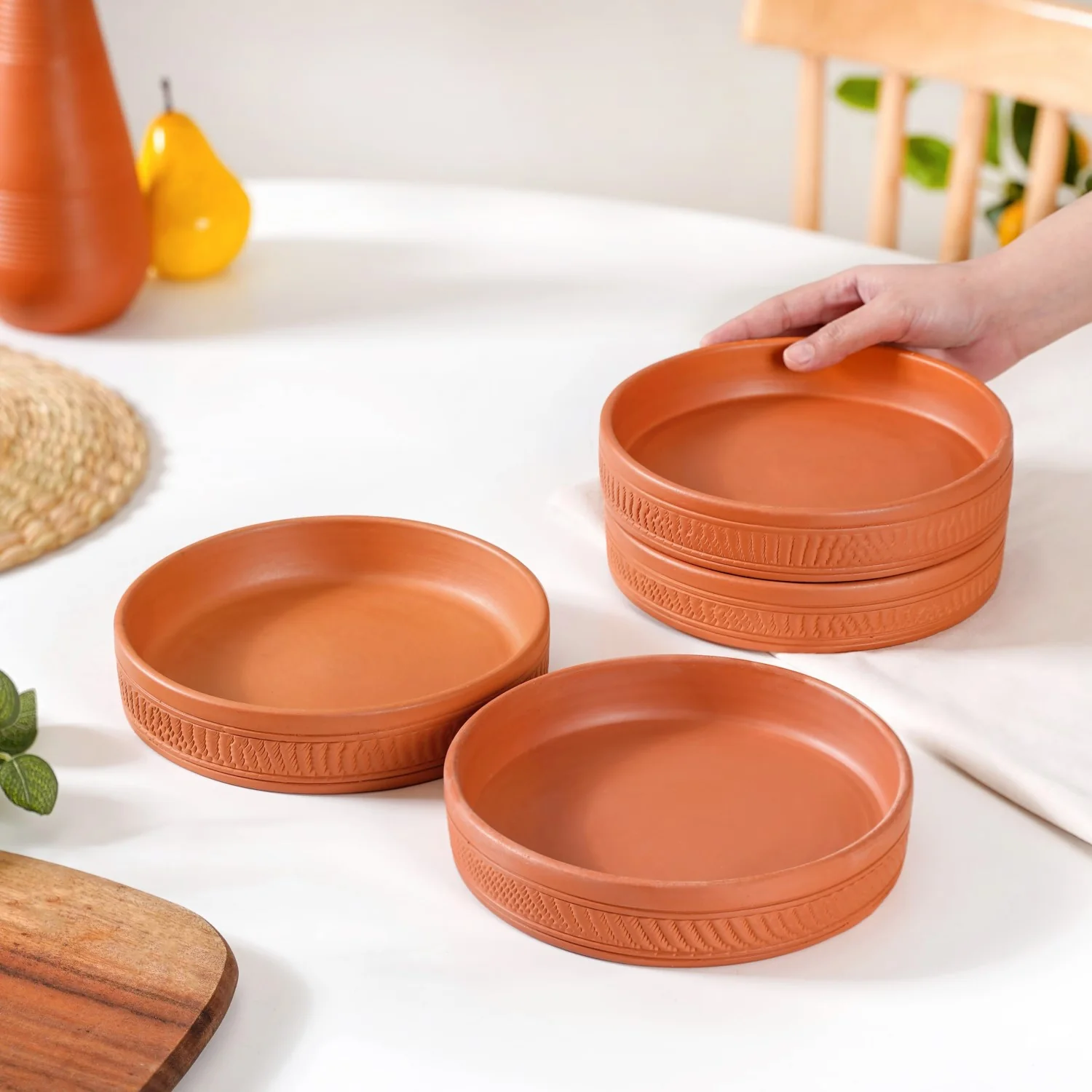 Terracotta Deep Dish Snack Plates 7 Inch Set Of 4 - Image 3