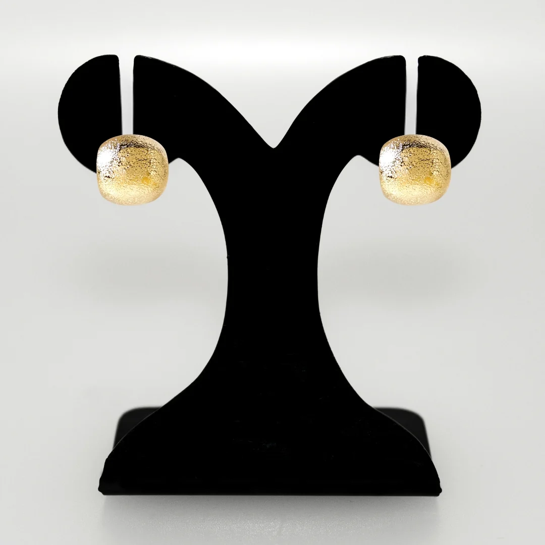 Textured Gold Huggie Earrings - Image 6