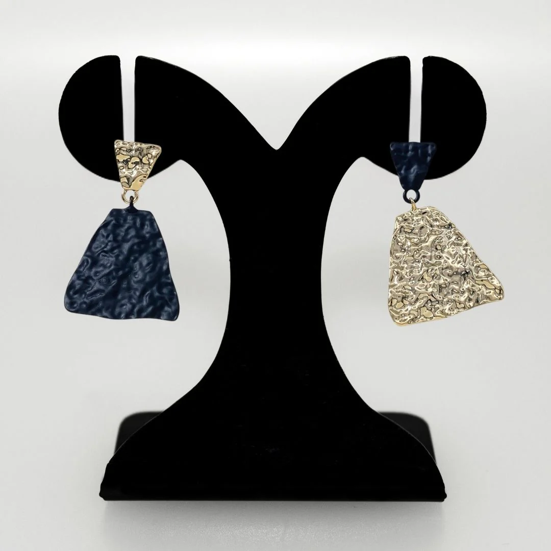 Textured Symmetry Black And Gold Earrings - Image 6