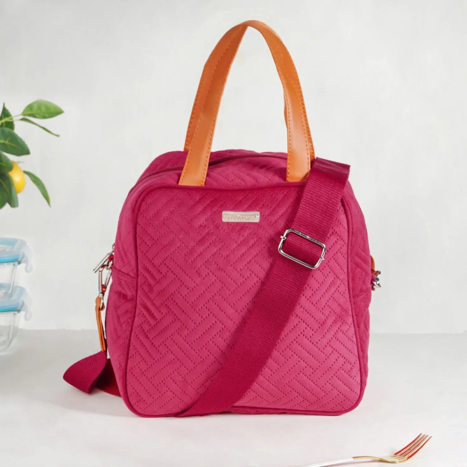 Thermal Insulated Office Lunch Bag Pink - Image 2