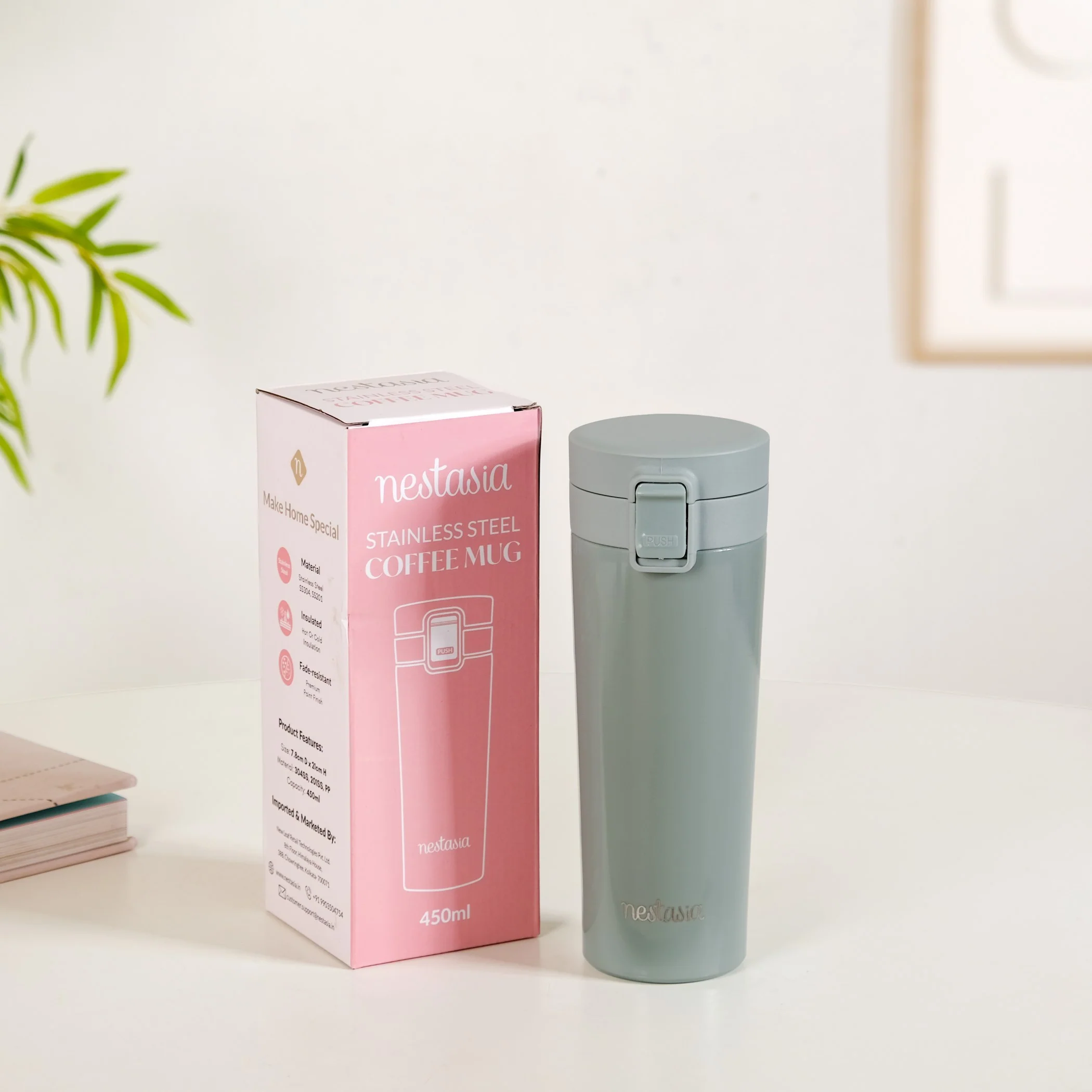 Thermox Portable Vacuum Water Bottle For Hot And Cold Juniper Green 450ml - Image 3