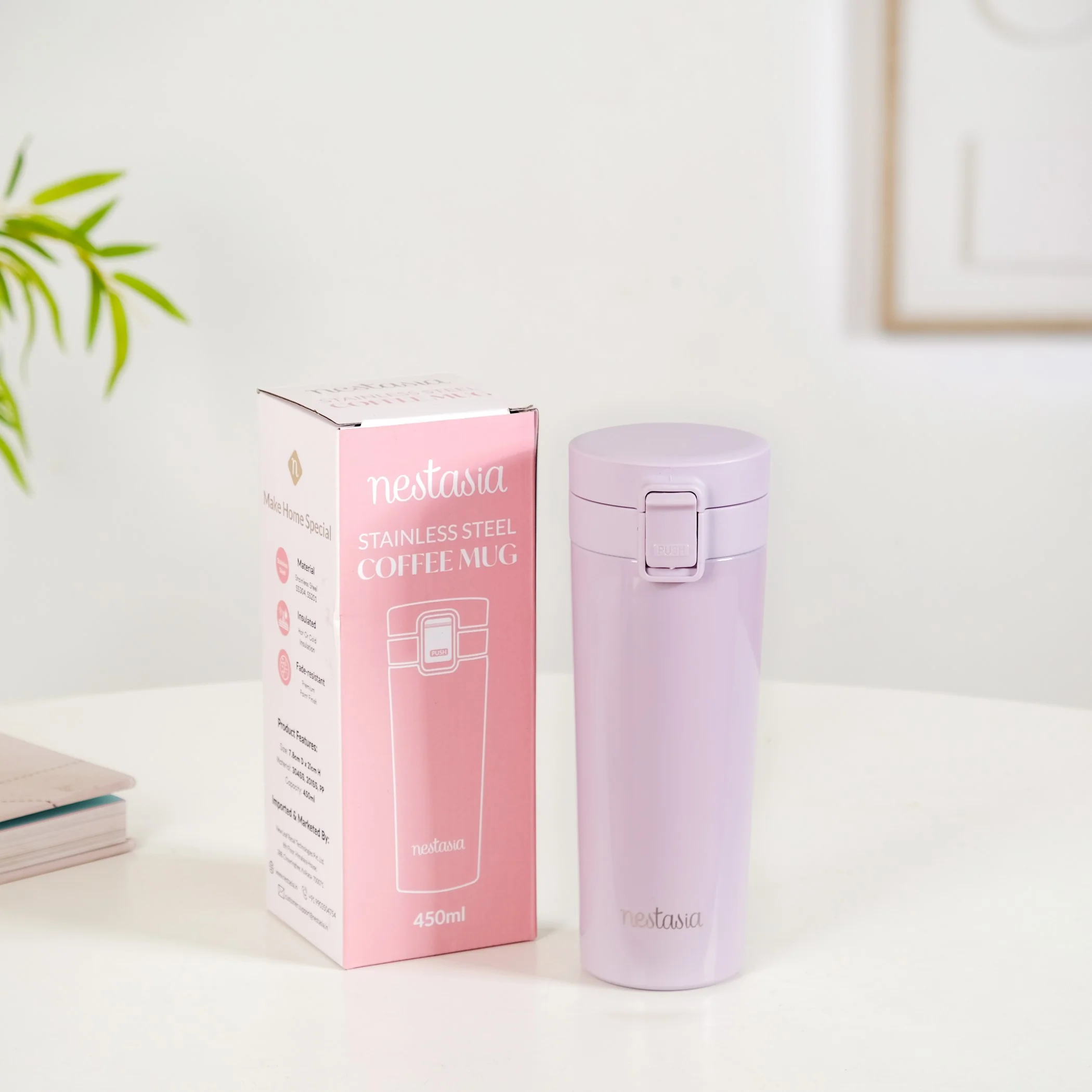Thermox Vacuum Insulated Water Bottle With Strainer Lilac Mist 450ml - Image 3