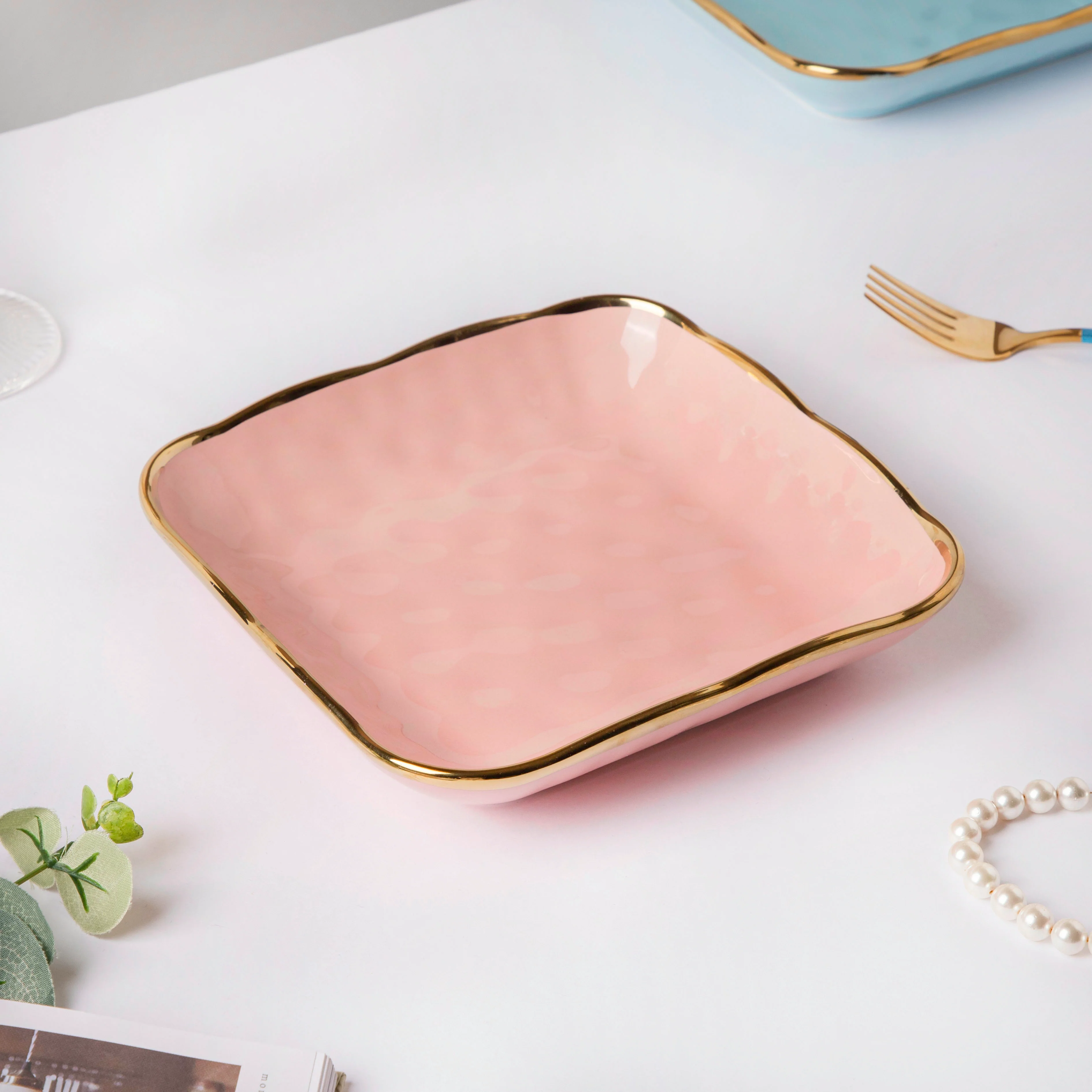 Think Pink Square Snack Plate 8 Inch - Image 2