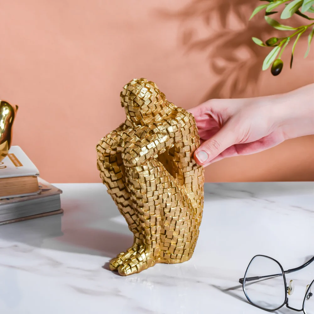 Thinking Man Textured Showpiece Gold 7.5 Inch - Image 2
