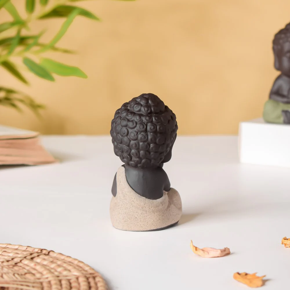 Thinking Monk Clay Showpiece Small Off White - Image 5