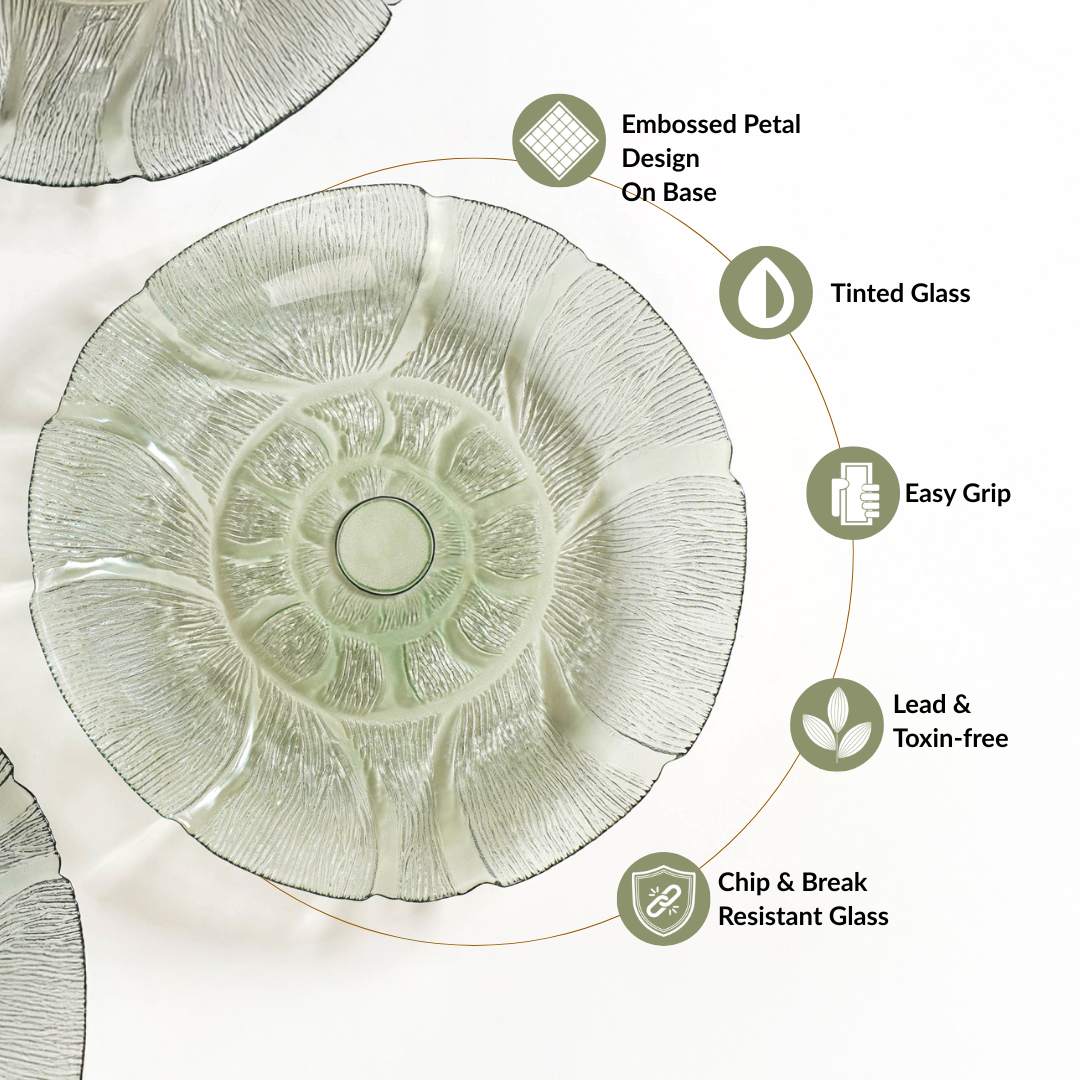Tinted Glass Dinner Plate Set Of 6 Olive Green 25cm - Image 3