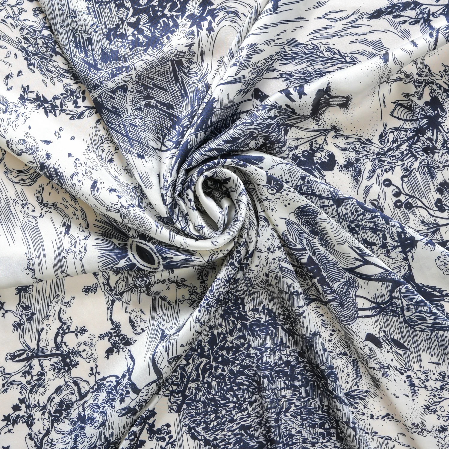 Toile De Jouy Pattern Fashion Silk Scarf - Image 7