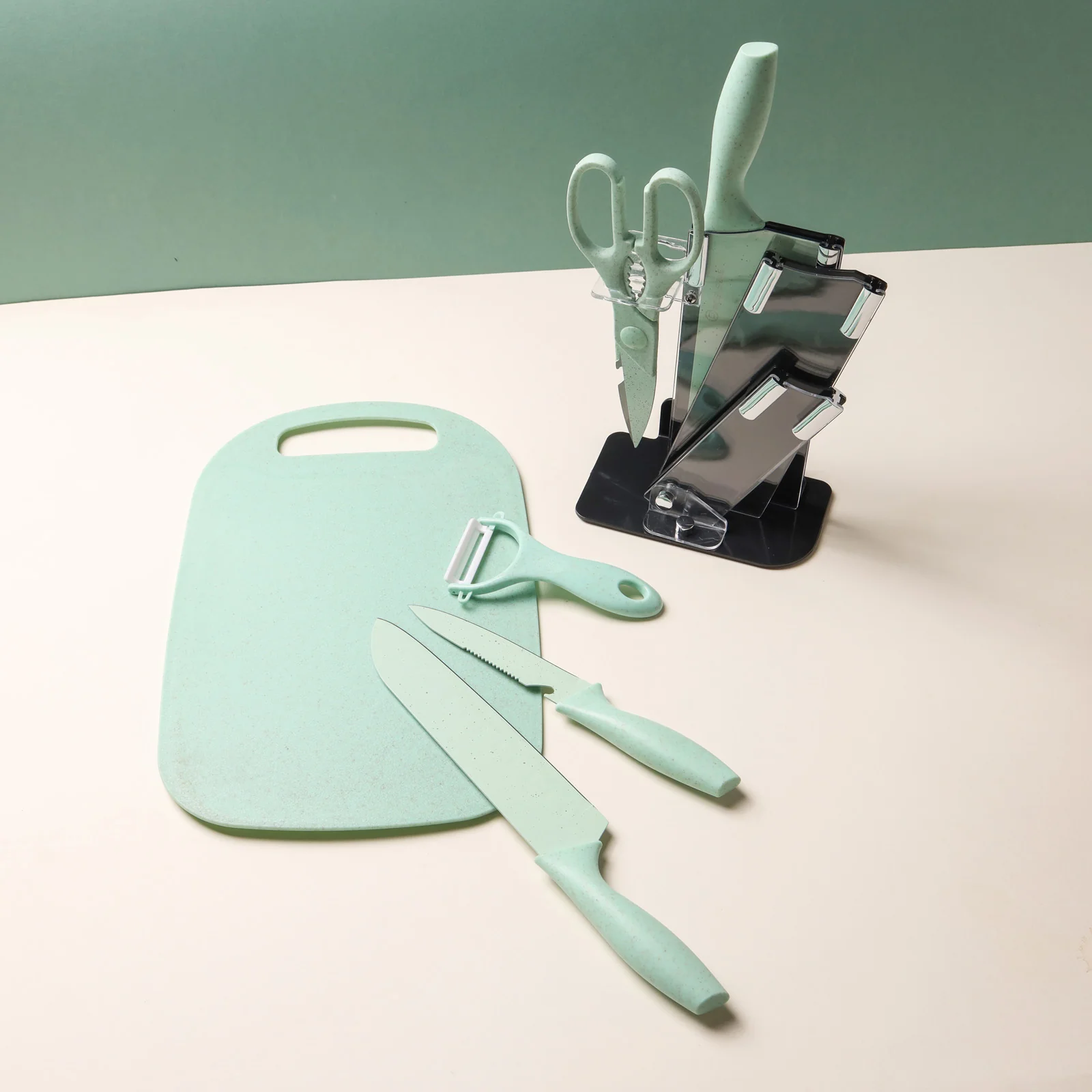 Knife Block Set - Green - Image 4