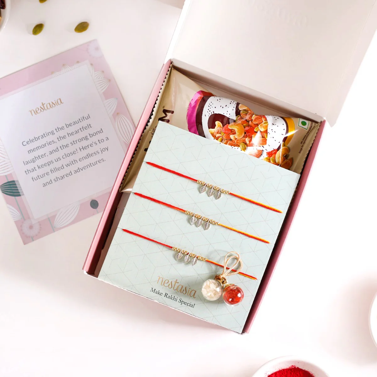 Traditional Moli Rakhi Gift Hamper Set Of 5 With Card And Box - Image 2