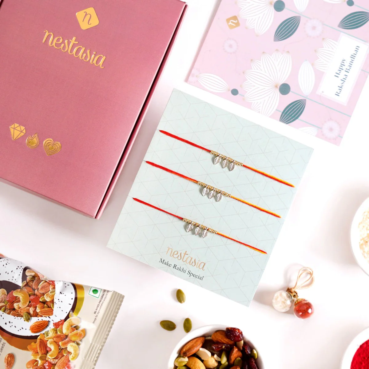Traditional Moli Rakhi Gift Hamper Set Of 5 With Card And Box - Image 3
