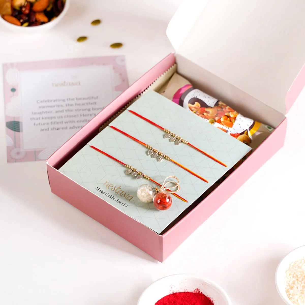 Traditional Moli Rakhi Gift Hamper Set Of 5 With Card And Box - Image 4