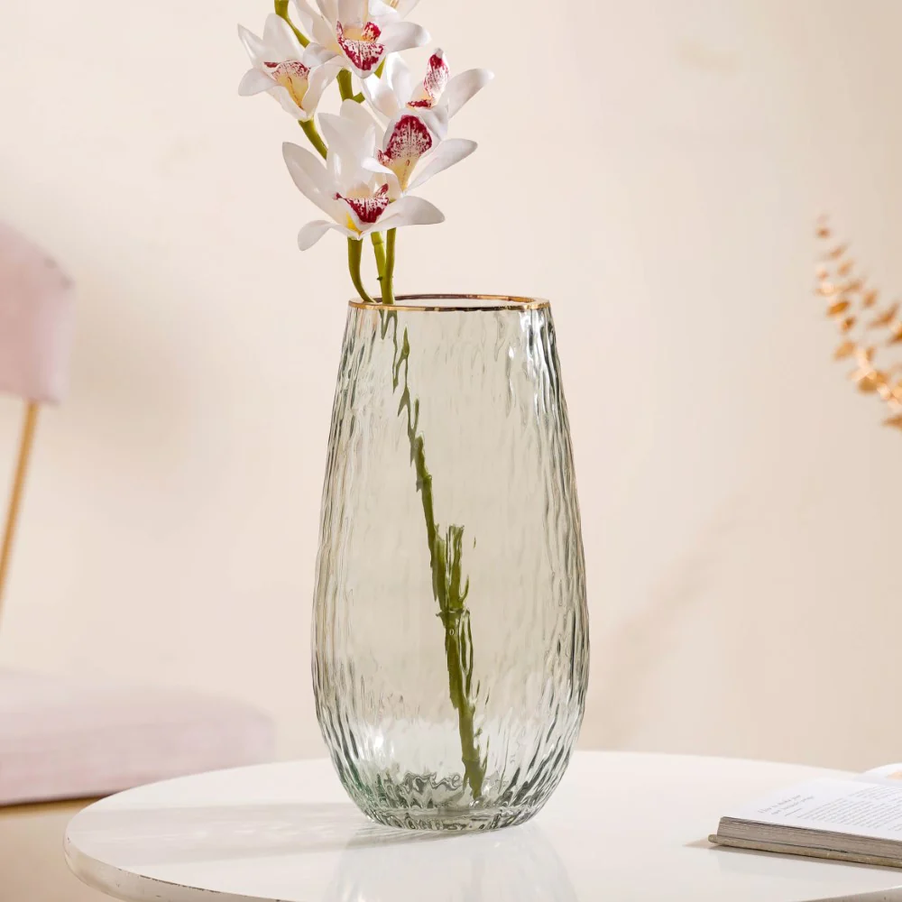 Tree Bark Textured Glass Vase Grey - Image 5