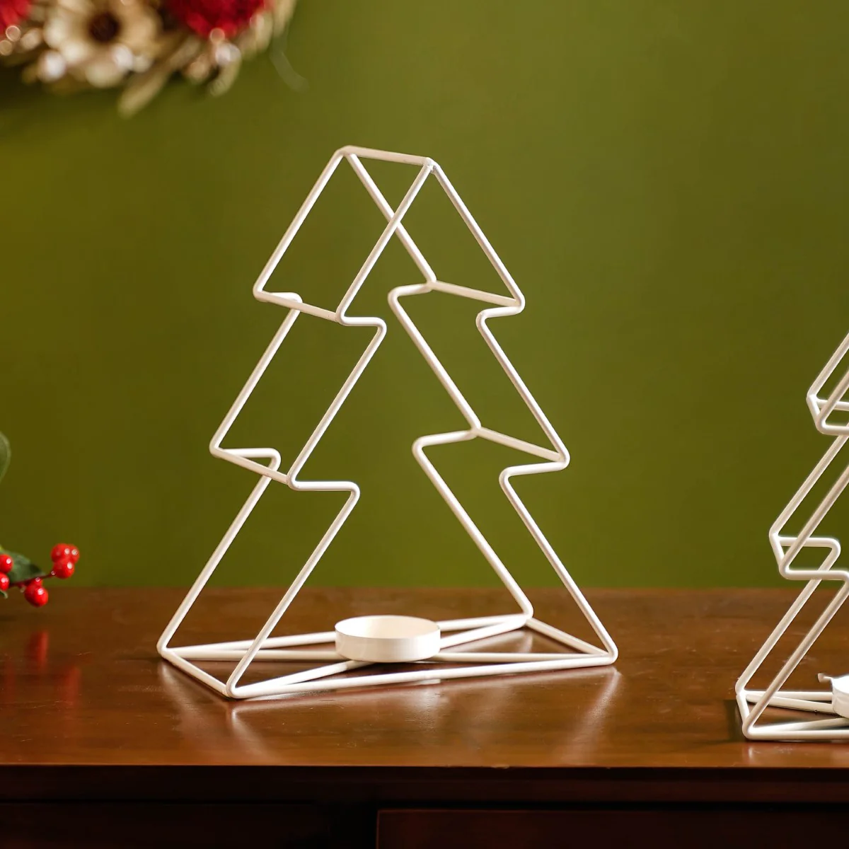 Tree Candle Holder Set of 2 Off White - Image 10