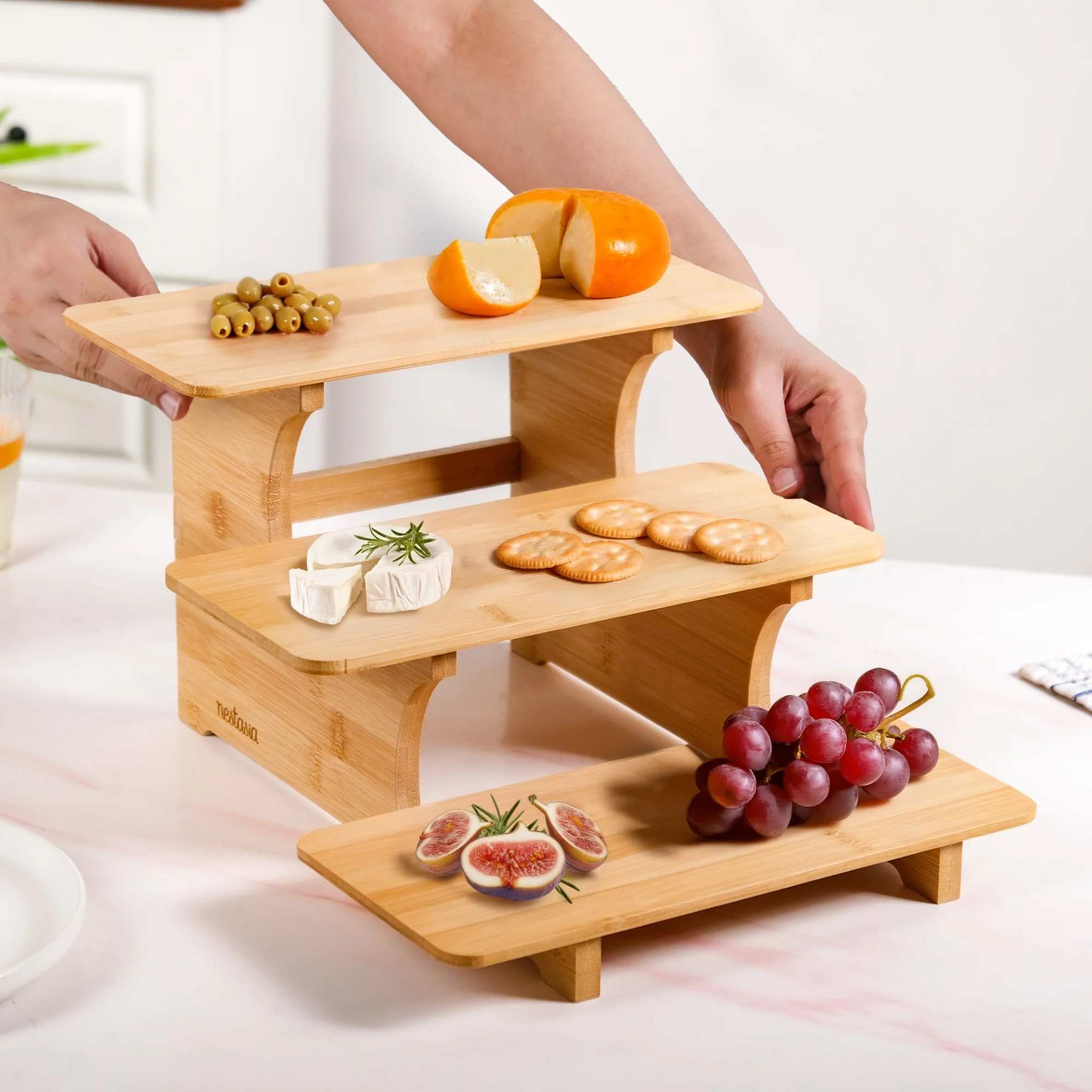 Triple Steps Bamboo Platter Stand - Image 2