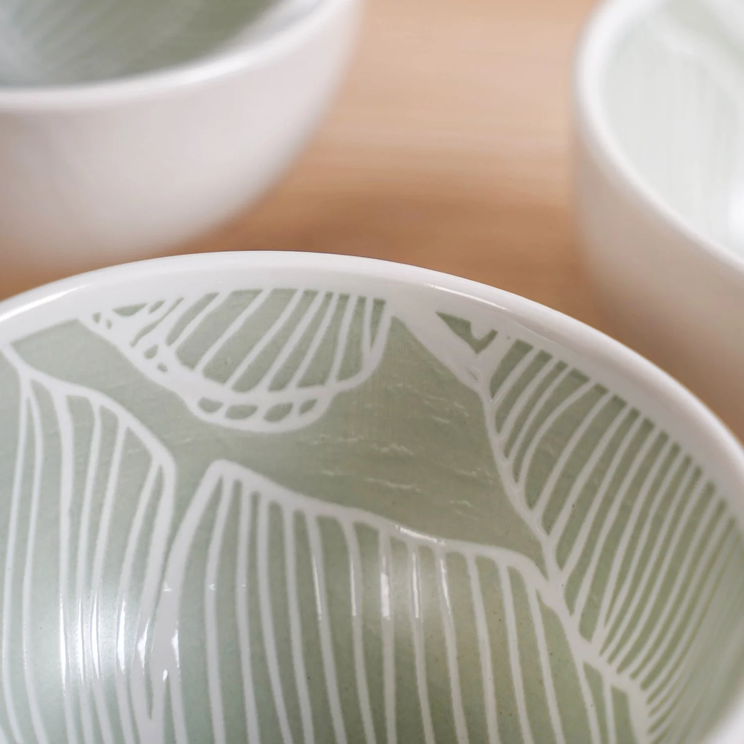 Tropica Banana Leaf Embossed Small Bowl Set Of 4 Mint 325ml - Image 7
