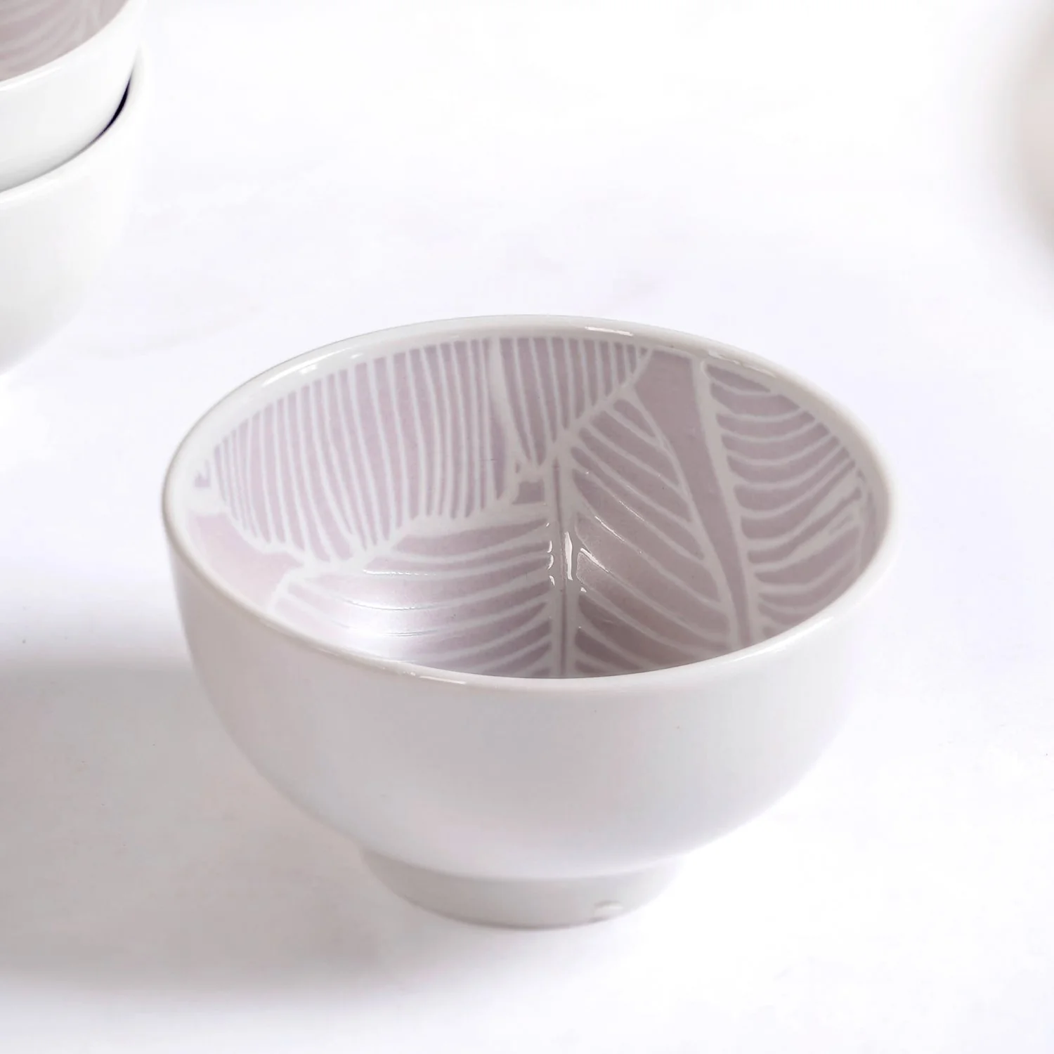 Tropica Light Mauve Banana Foliage Ceramic Bowl Set Of 4 325ml - Image 5