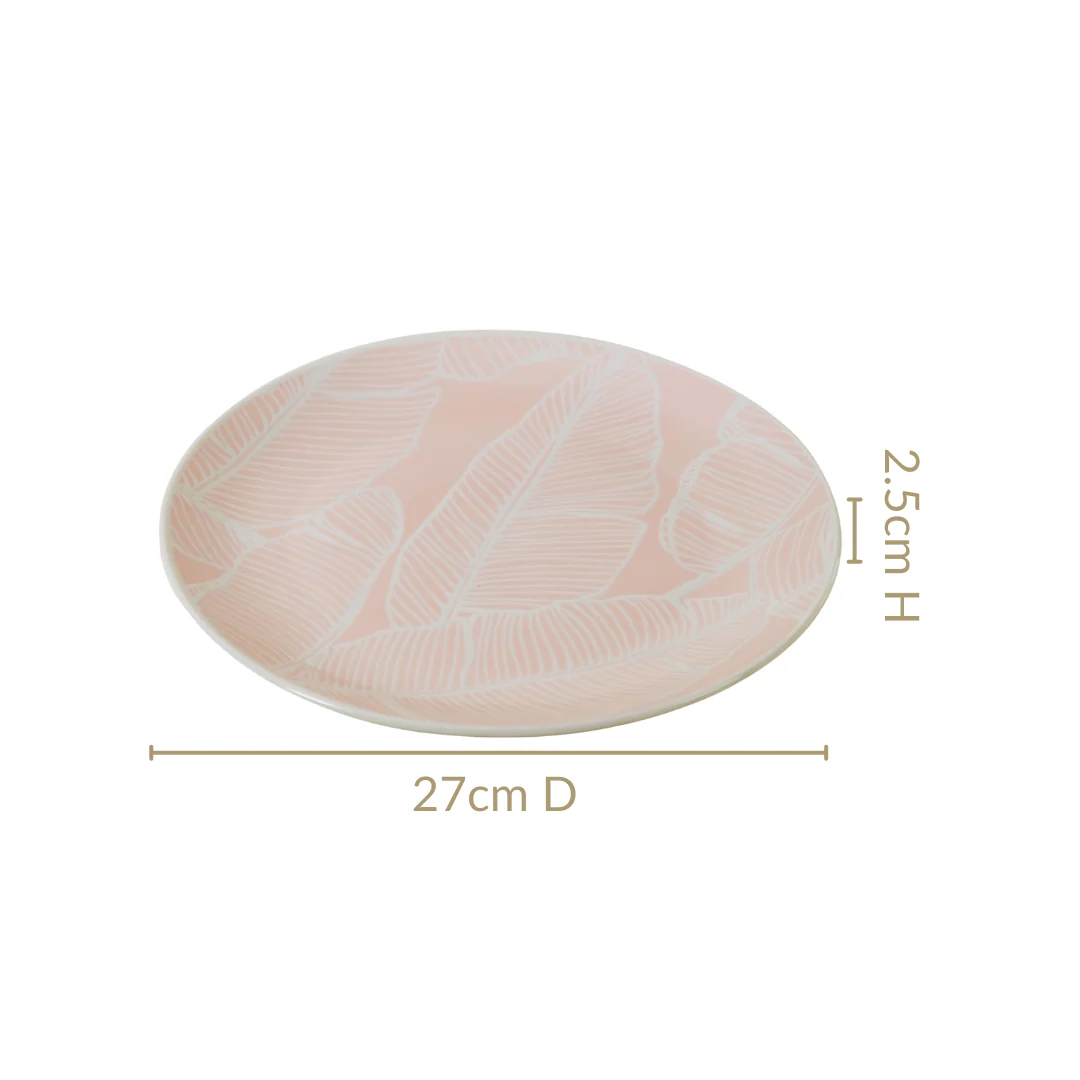 Tropica Pastel Pink Ceramic Dinner Plate Set Of 4 10 Inch - Image 4