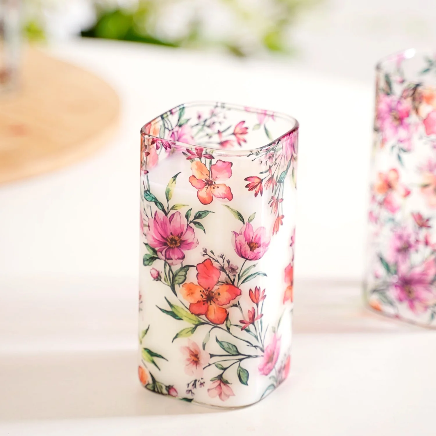 Tropical Hibiscus Borosilicate Glass Cocktail Tumblers Set Of 4 340ml - Image 7