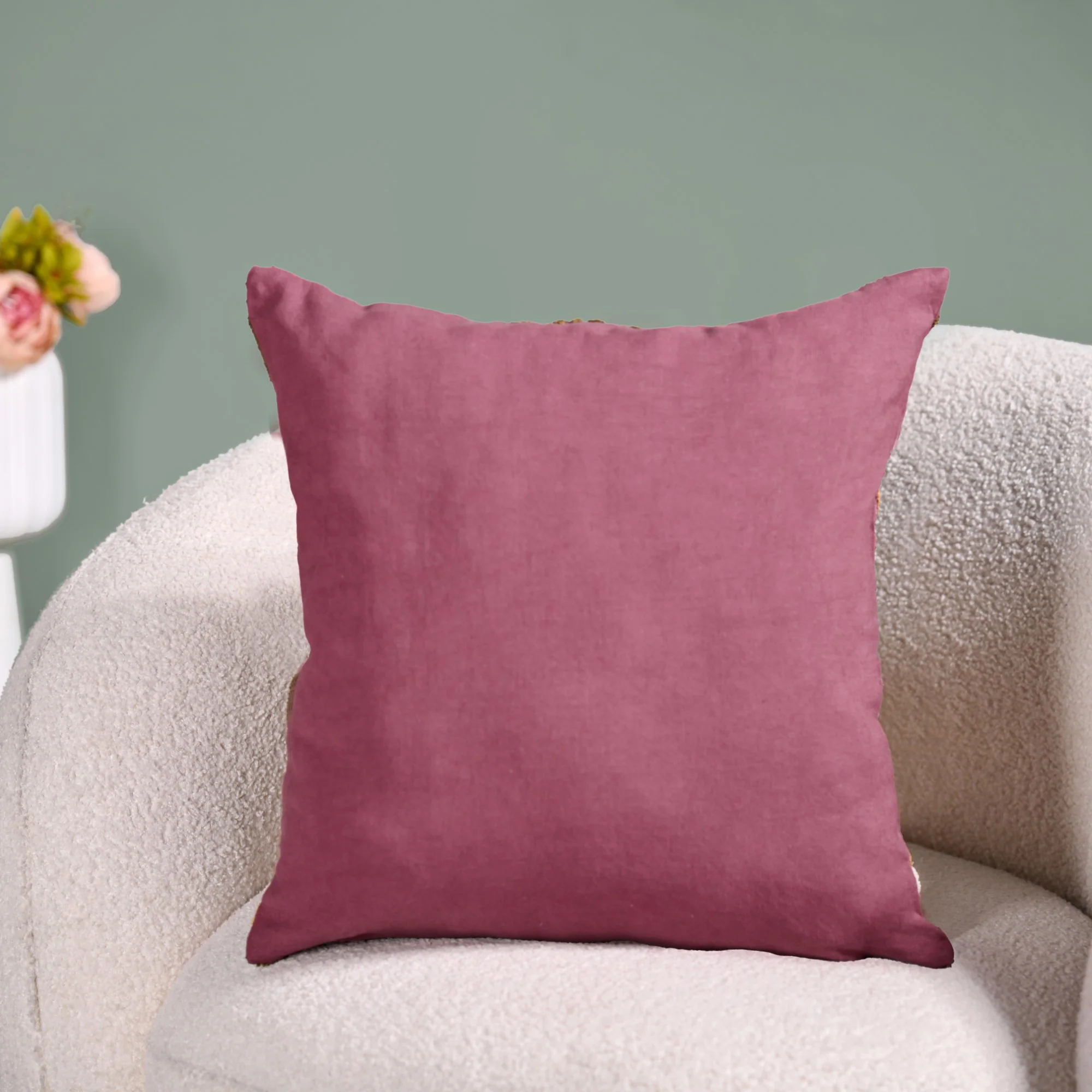Tufted Blossoms Art Deco Purple Cushion Cover 40x40cm - Image 7
