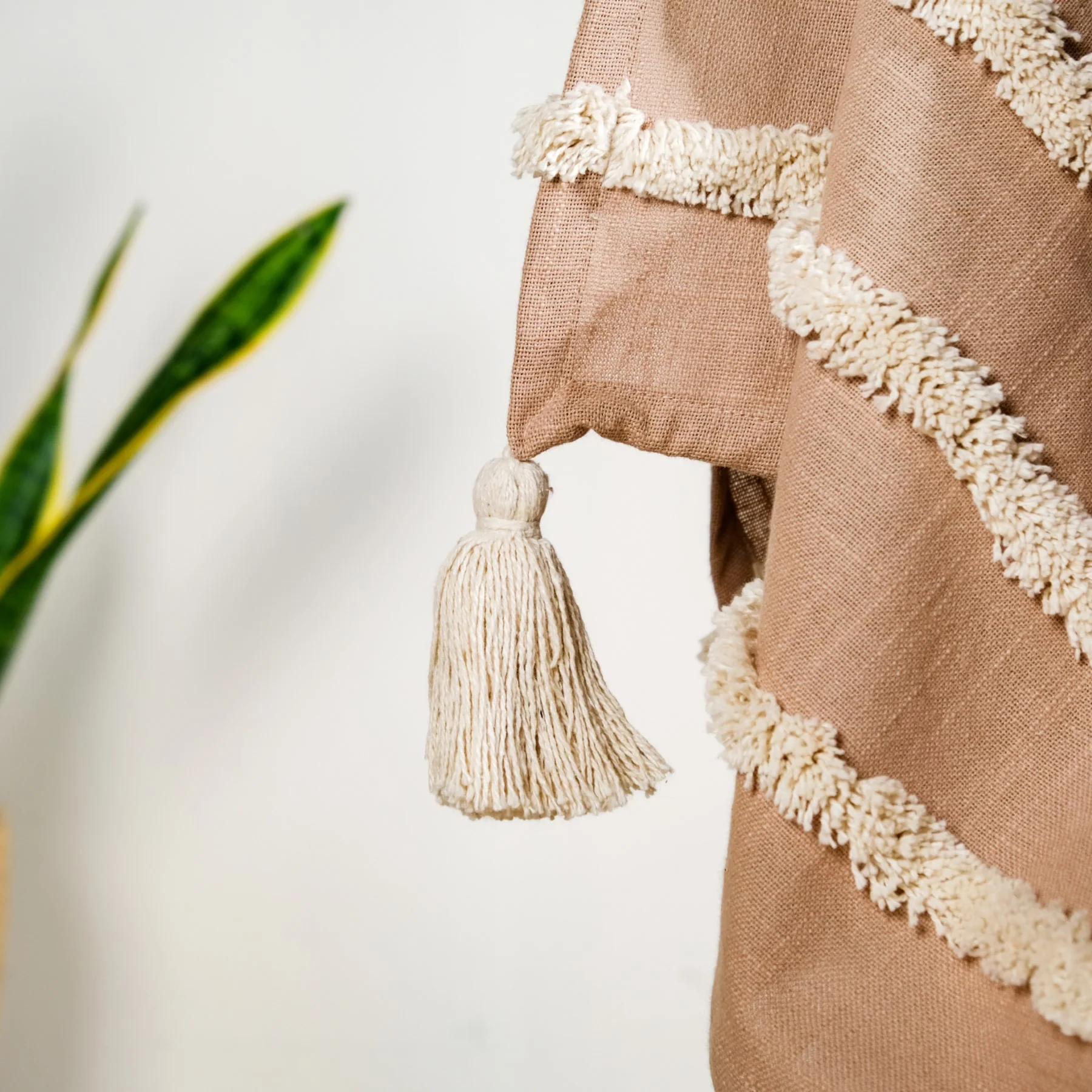 Tufted Stripes Throw Blanket Taupe Brown - Image 6