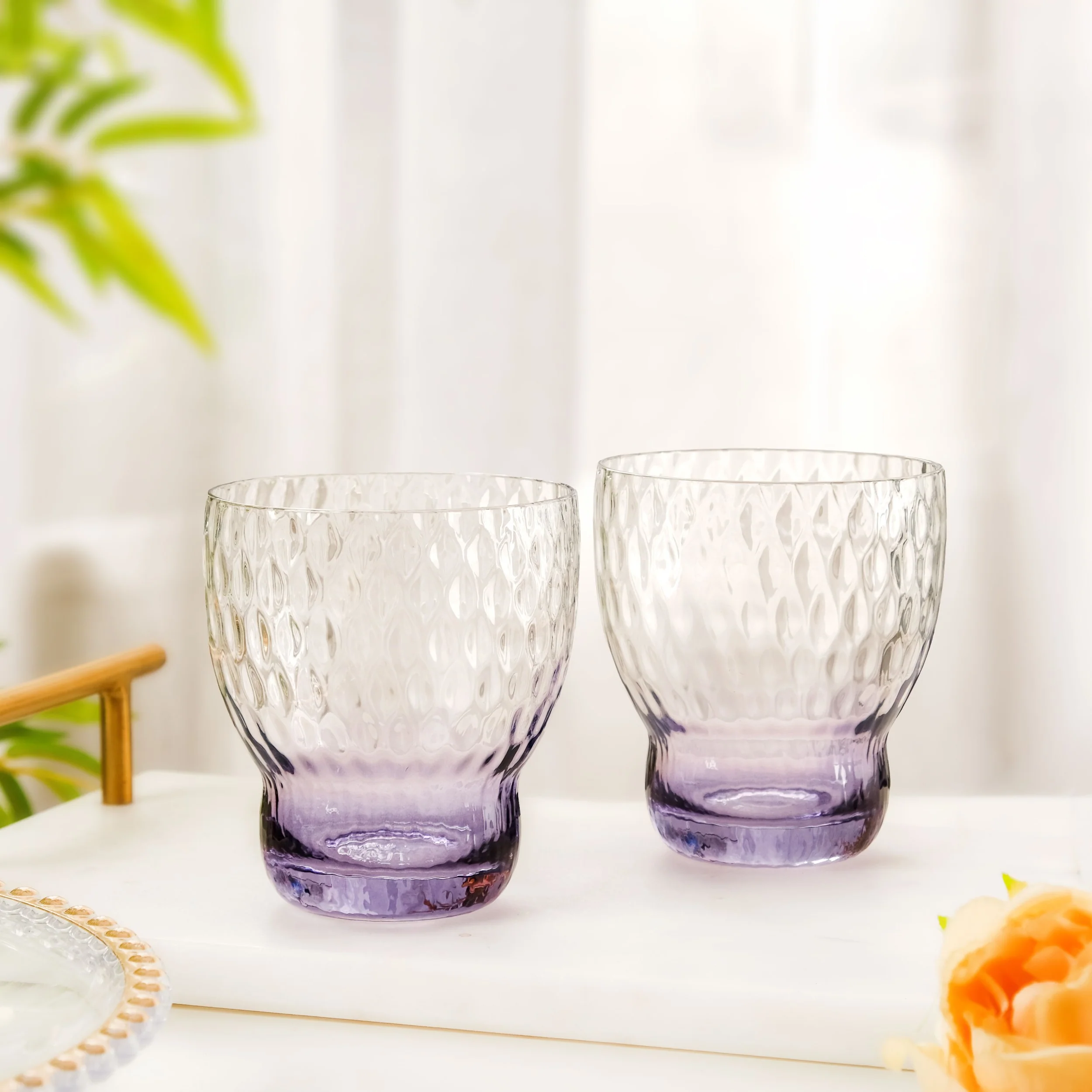 Twilight Embossed Glass Tumbler Set Of 2 360ml - Image 2