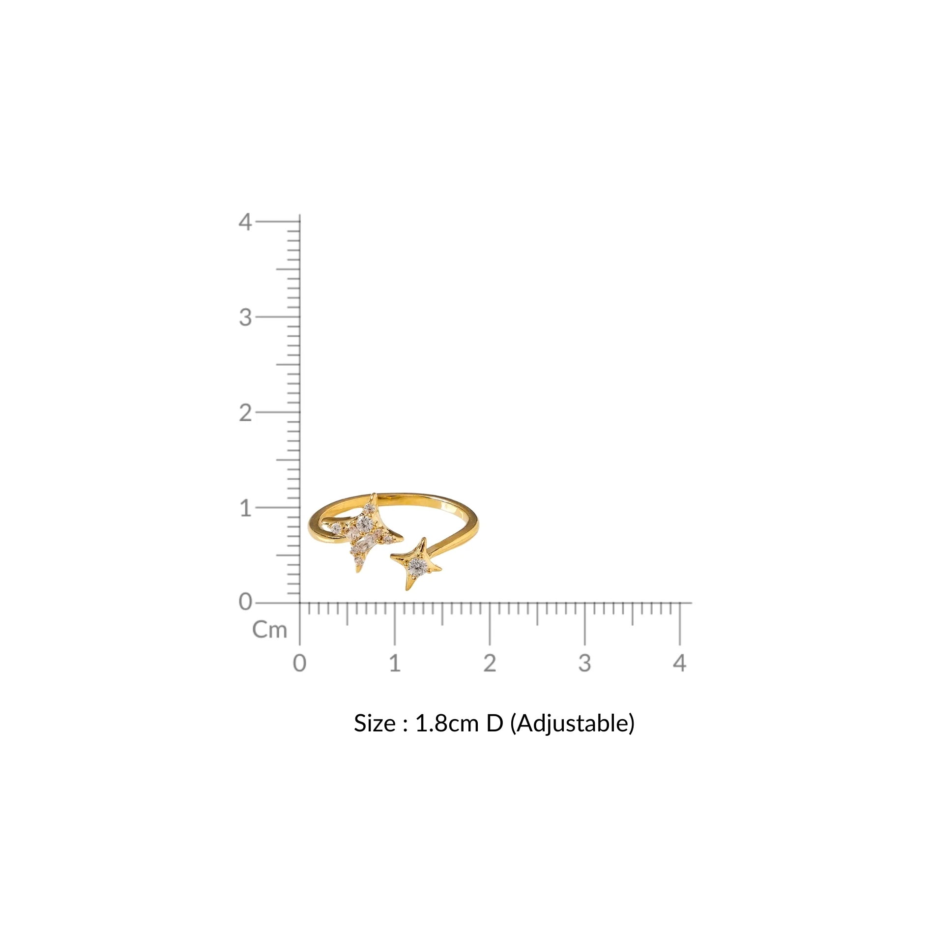 Twinkling Star Bypass Ring Gold - Image 3