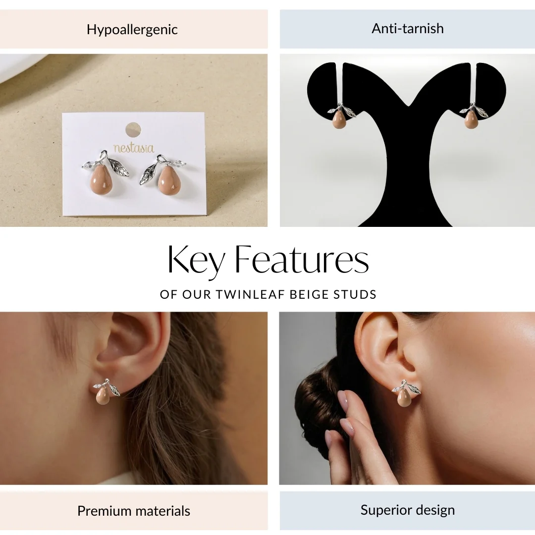 Twinleaf Beige Studs - Image 4