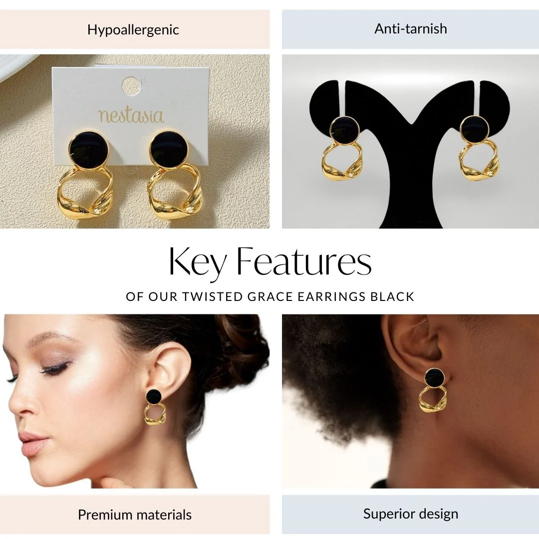 Twisted Grace Earrings Black - Image 4