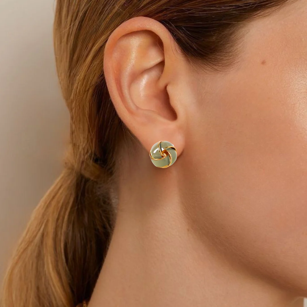 Twisted Knot Studs Sage - Image 2