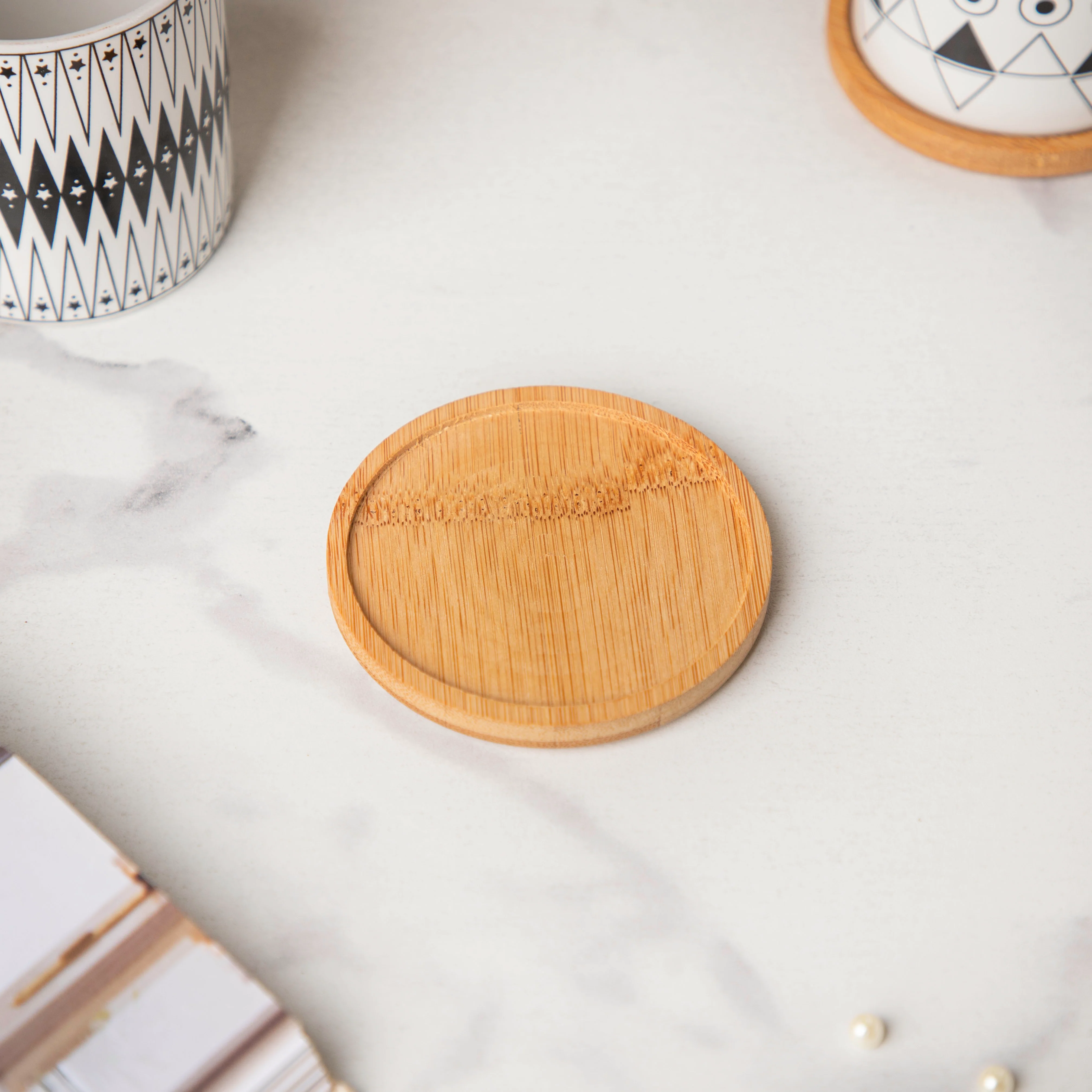 Twyla Starry Night Black White Planter With Wooden Coaster - Image 5