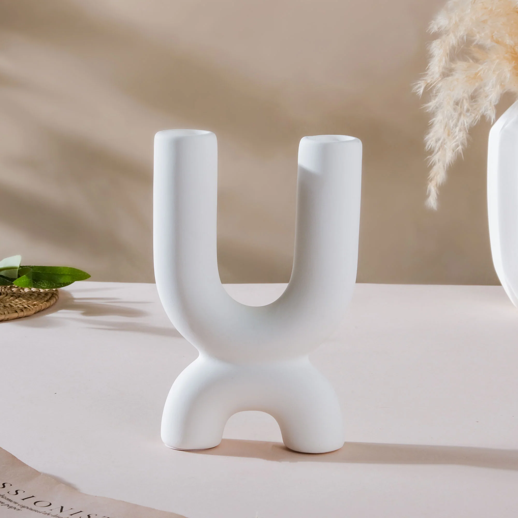Ultra Mod Matte Ceramic 2 Arm Candle Holder - Image 5