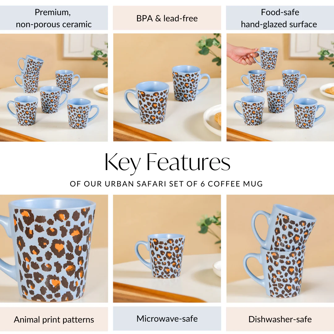 Urban Safari Set Of 6 Coffee Mug 220ml - Image 5