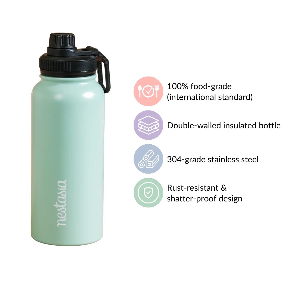Vacuum Insulated Stainless Steel Water Bottle 1L Mint - Image 6