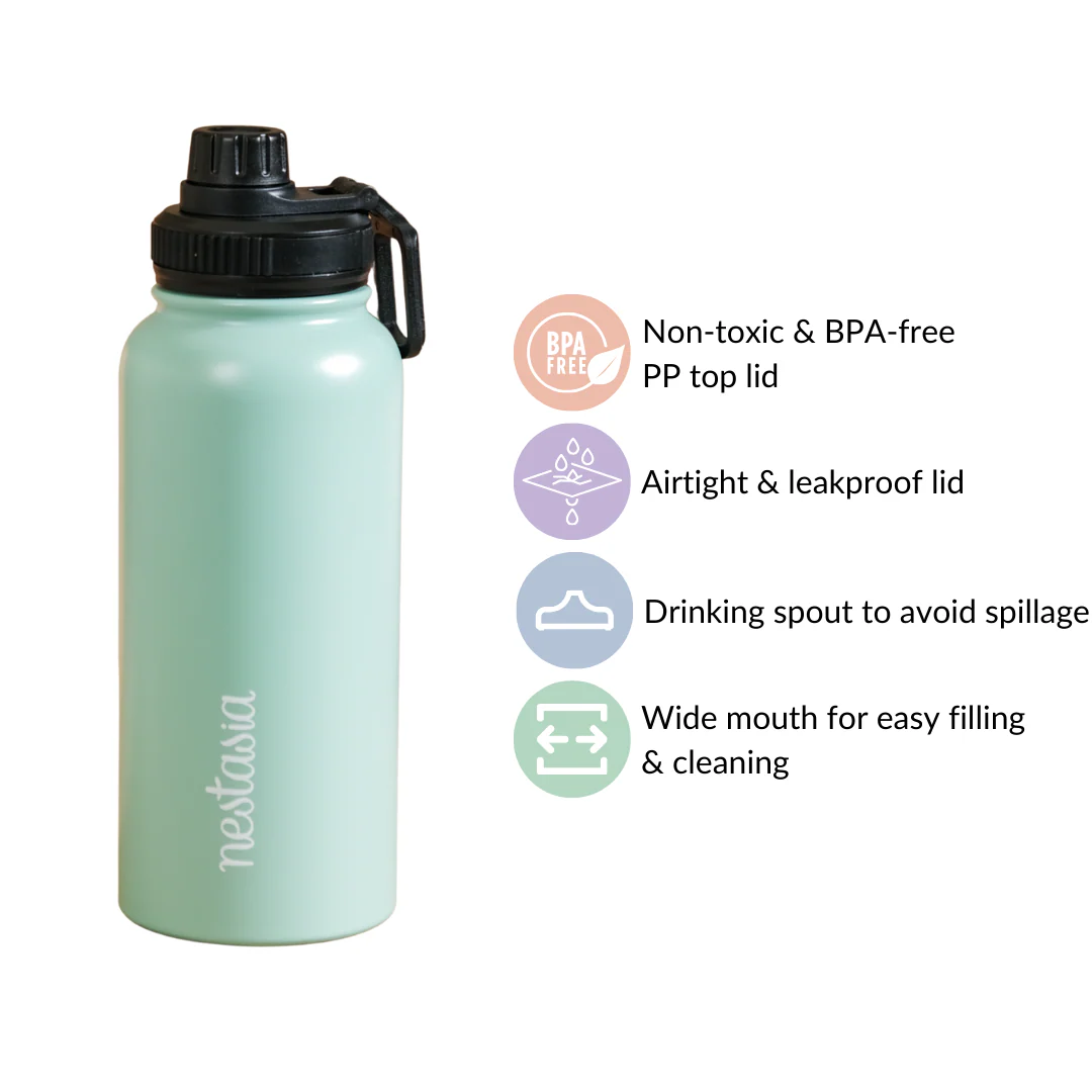 Vacuum Insulated Stainless Steel Water Bottle 1L Mint - Image 7