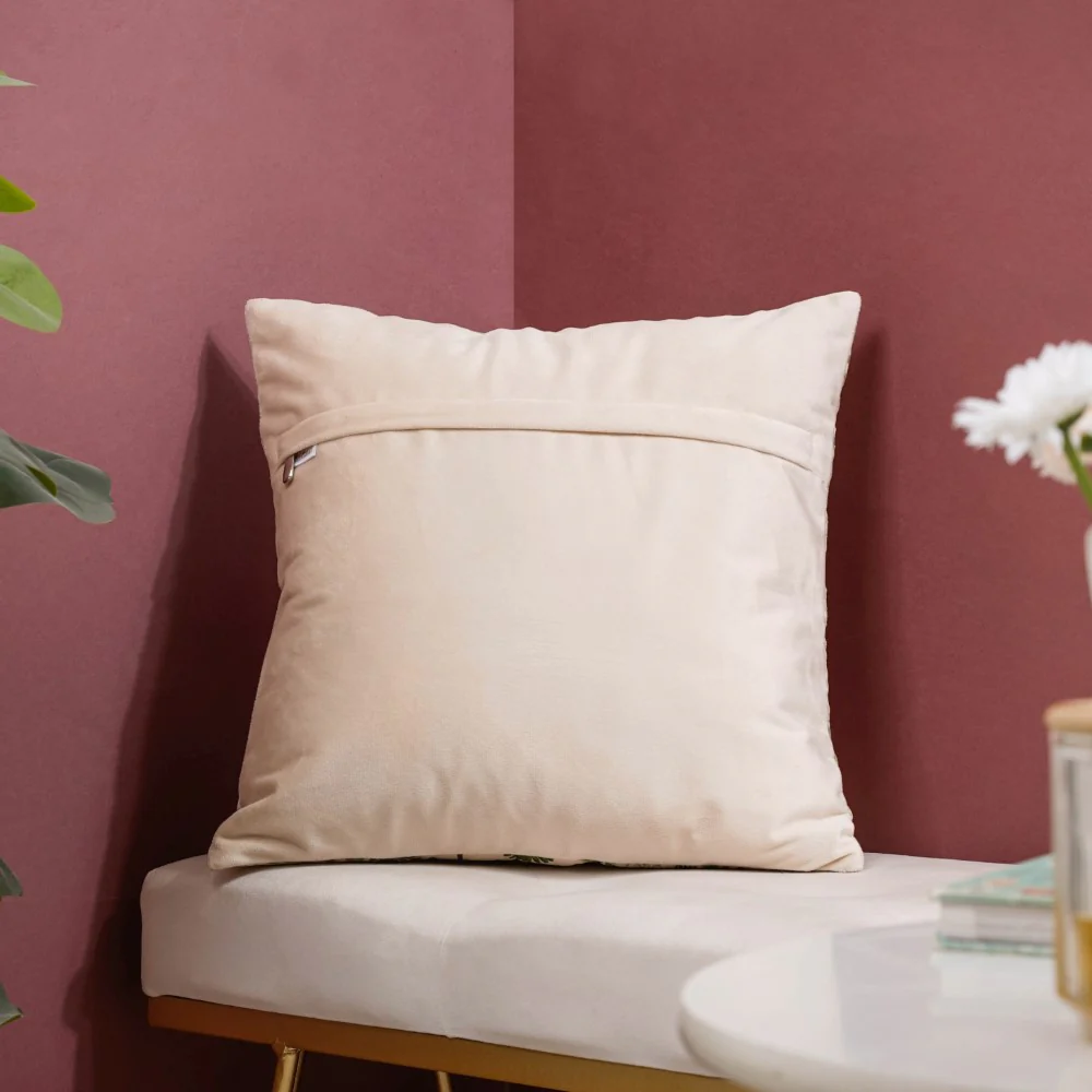 Valencia Mirrorwork Velvet Cushion Cover Green 16 x 16 Inch - Image 9