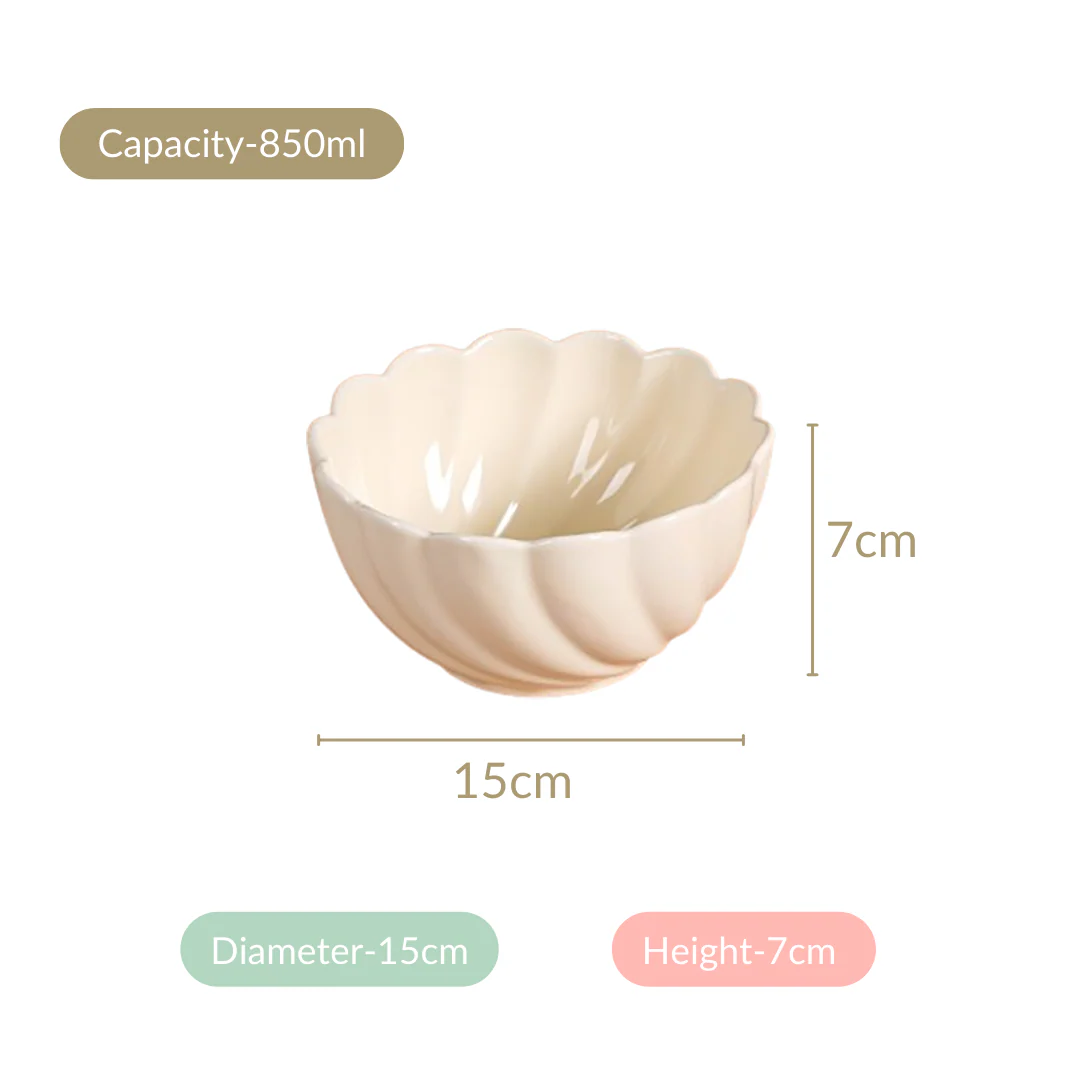 Vanilla White Scallop Luxury Serving Bowls Set Of 2 850ml - Image 6