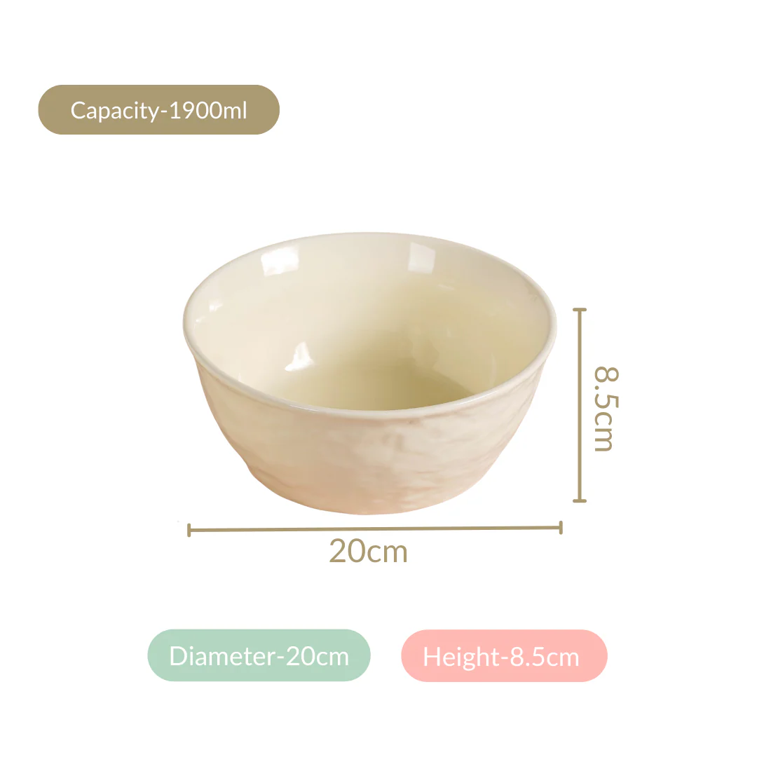 Vanilla White Textured Serving Bowl Set Of 2 1900ml - Image 6