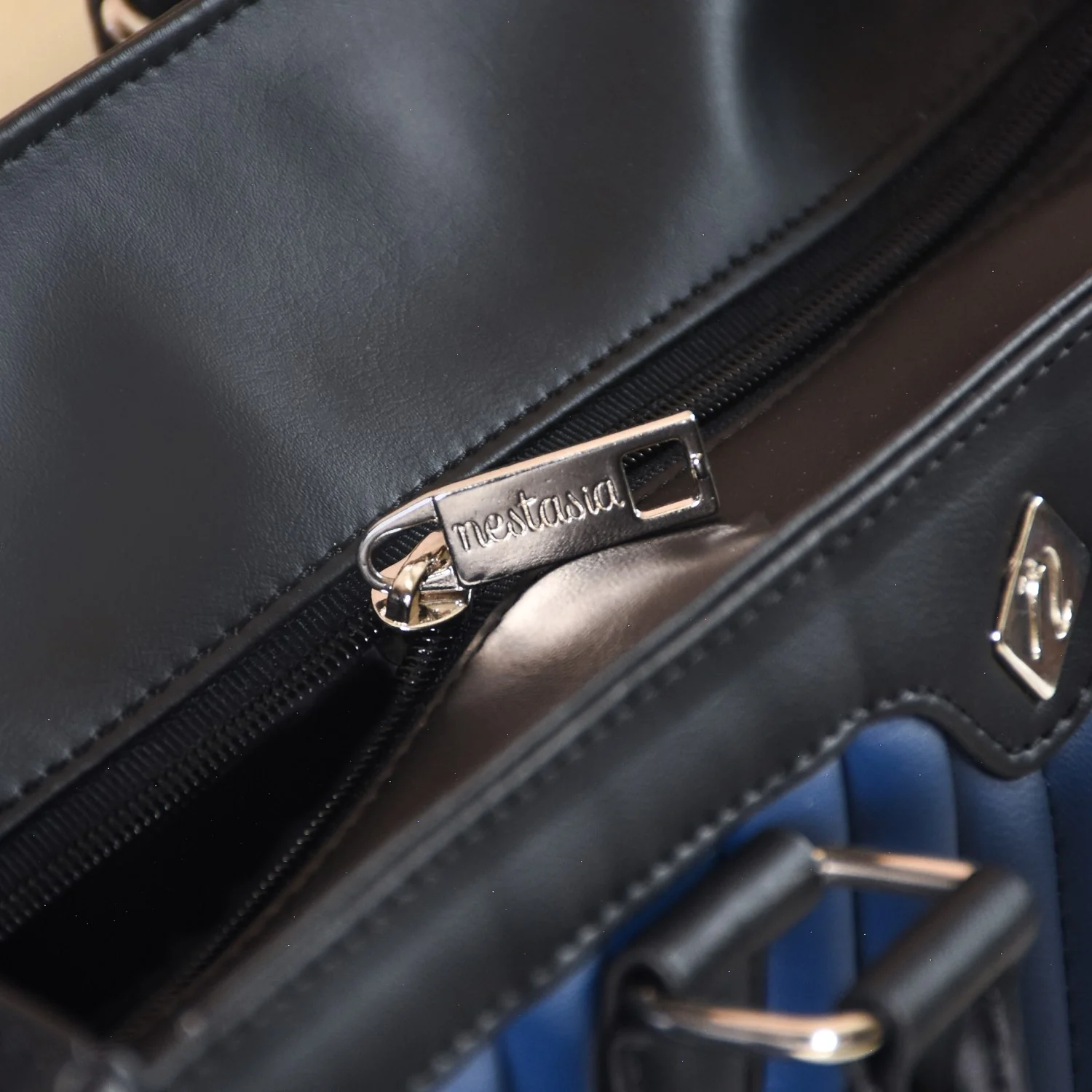 Vegan Leather Book Tote Midnight Blue - Image 12