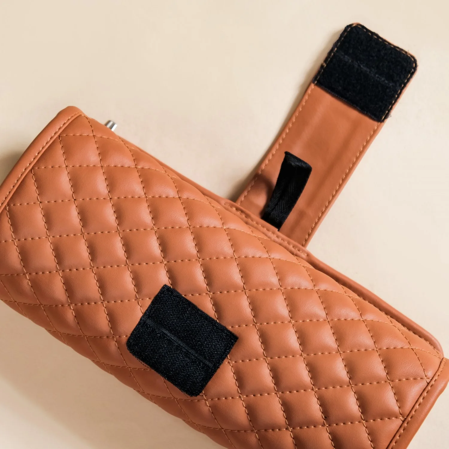 Vegan Leather Foldable Jewellery Organiser Tan - Image 13