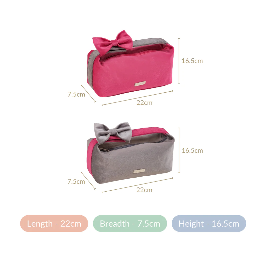 Velvet Makeup Organizer With Bow Handle Set Of 2 - Image 3